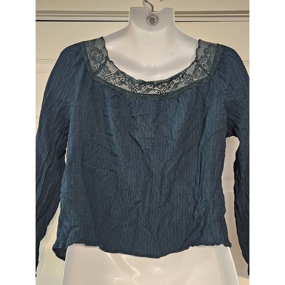 Jolt Lace Blouse Size X-large Button Up blue green Blouse XL - Picture 4 of 5